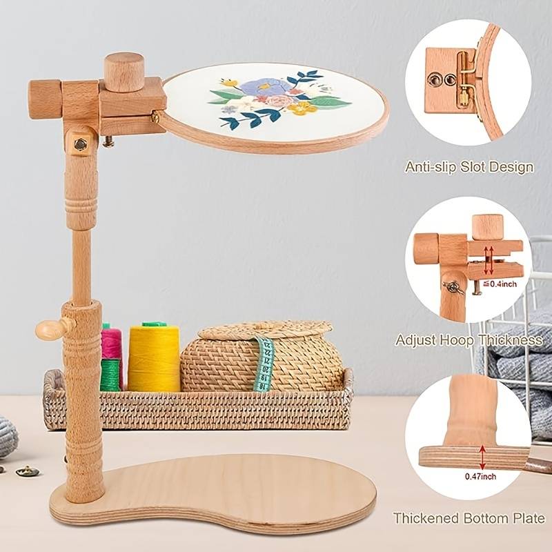 Wooden Tall Embroidery Stand Set, Adjustable Cross Stitch Hoop Stand Holder  With 4''- Embroidery Hoops, Rotatable Embroidery Frame Lap Stand Hands Free  Sewing Tool For Cross Stitch Project - Temu Belgium